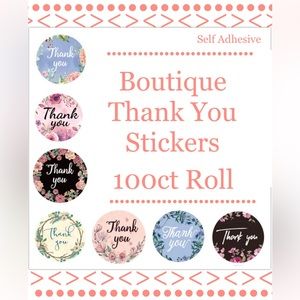 Thank You Stickers Boutique 100ct~ 1” Thank 💐🆕💐 (2 For $12) or (4 For $20)